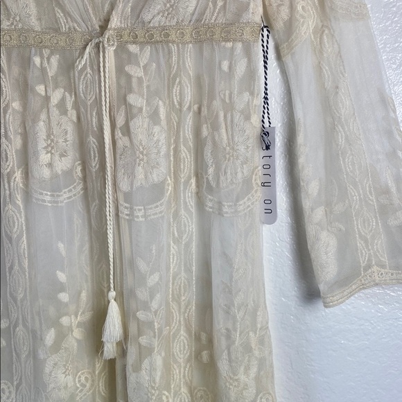 Boho Sheer Embroidered Ivory Kimono Cardigan – Festival/Beach Style - Picture 5 of 8